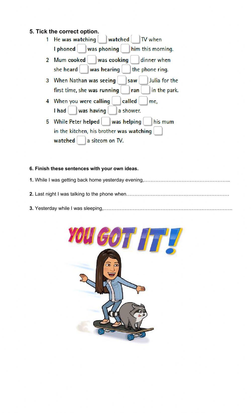 Past continuous vs past simple