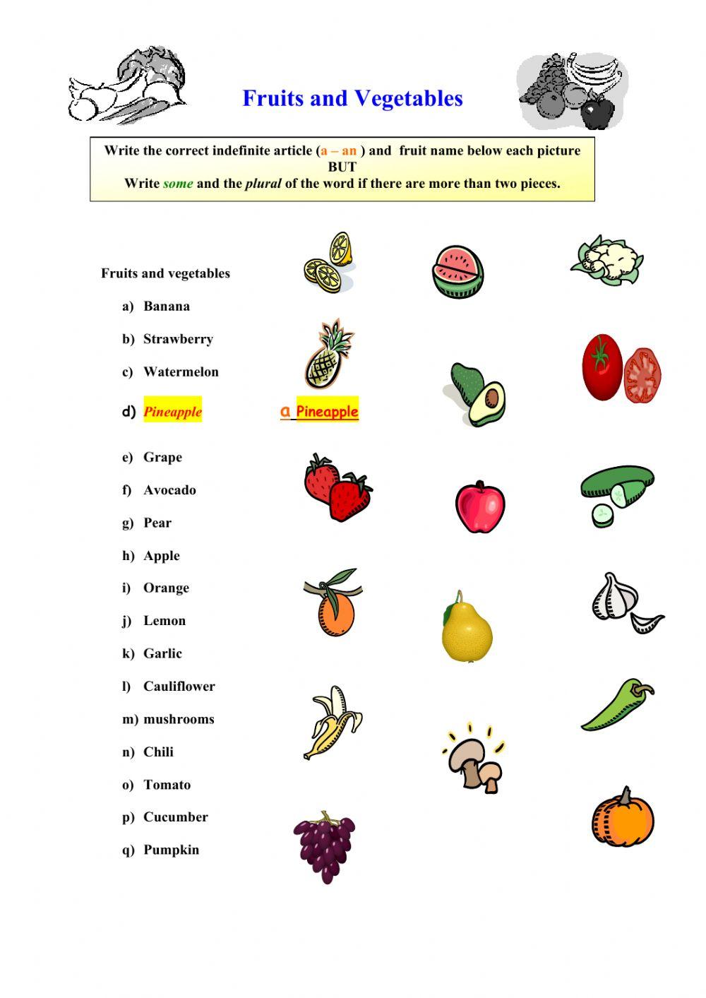 Fruits and vegetables