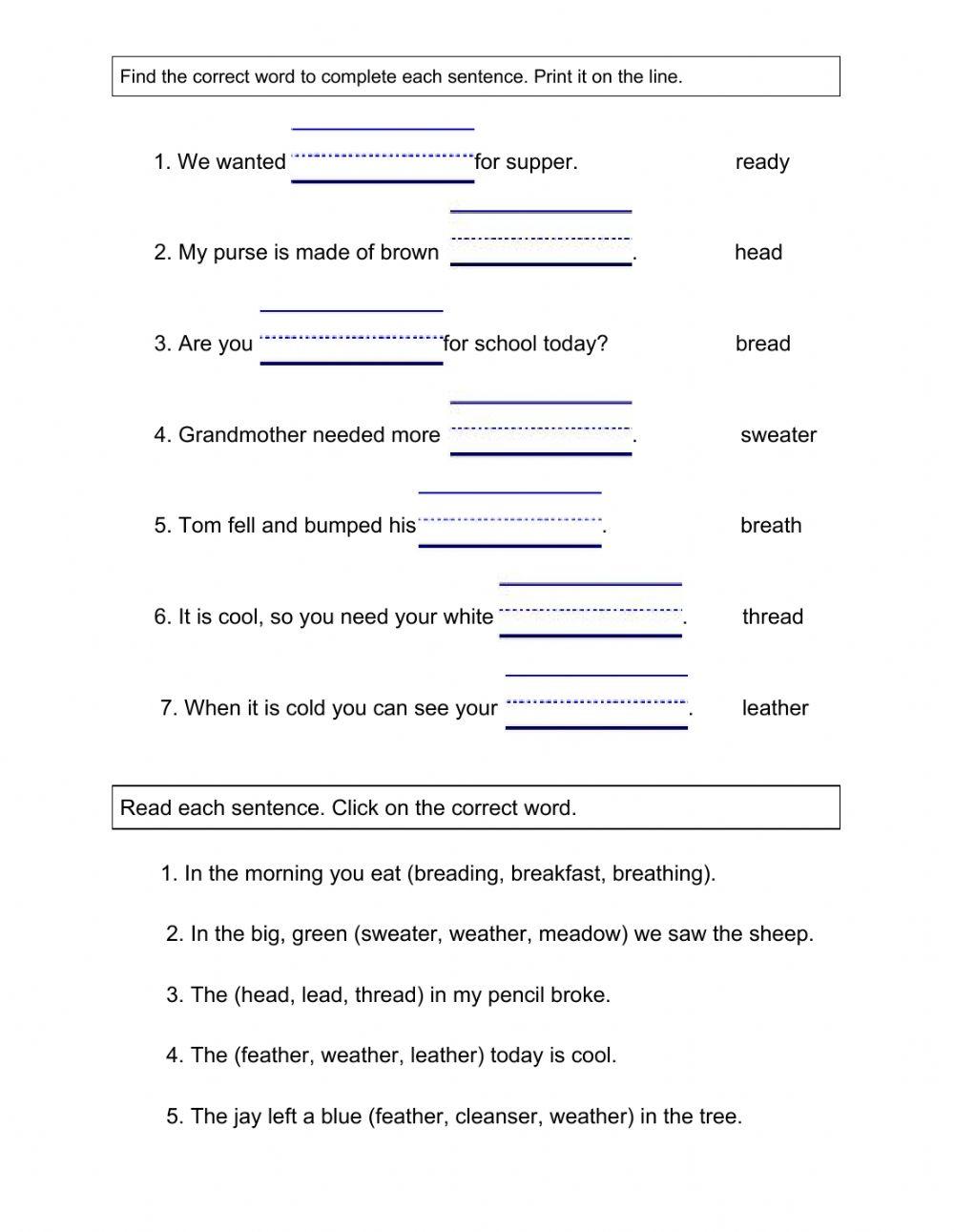 Phonics - Vowel Digraphs oo-ea