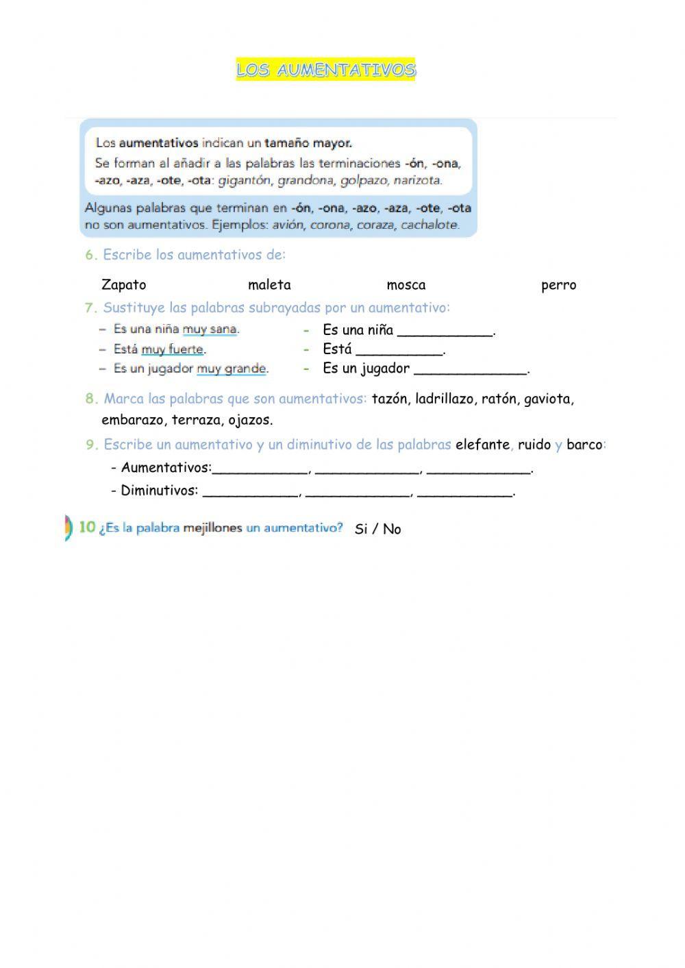 Aumentativos y diminutivos