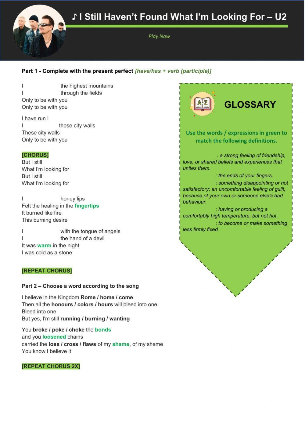 Present Perfect with U2