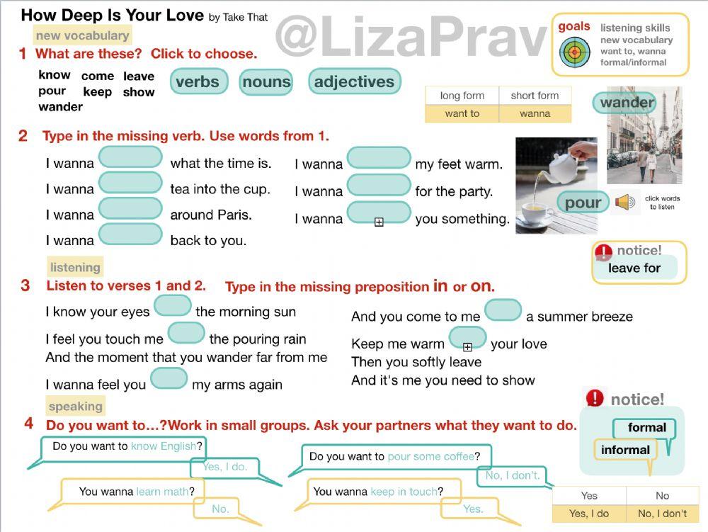 Bee Gees - How deep is your love interactive worksheet