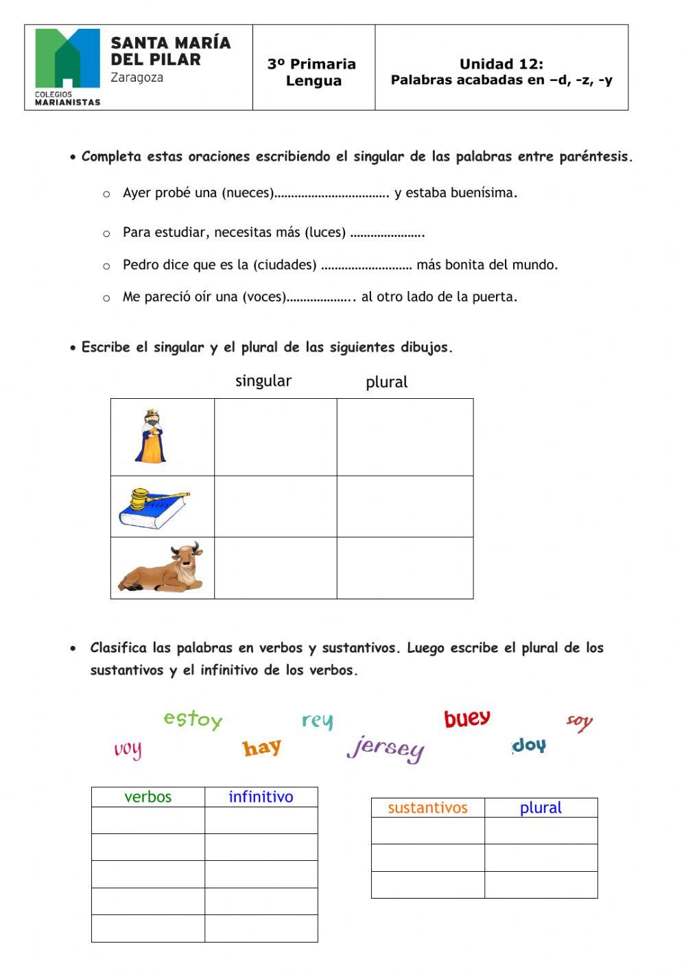 Palabras acabadas en -d,-z, -y