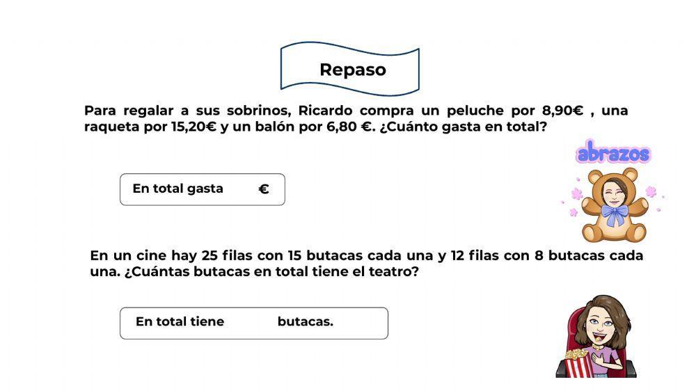 Problemas de repaso (tiempo y dinero)