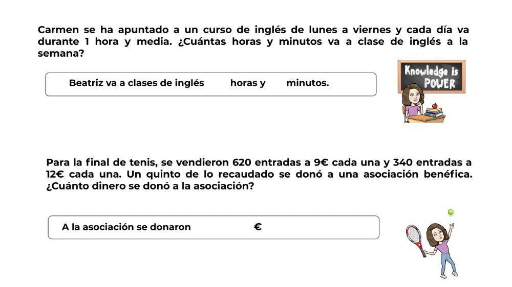 Problemas de repaso (tiempo y dinero)