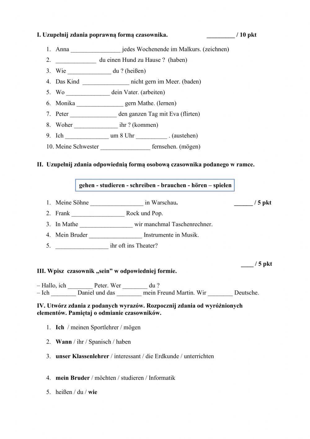 Konugation der Verben