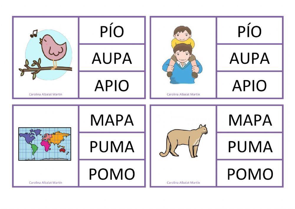 Lectura de palabras: Palabras con P