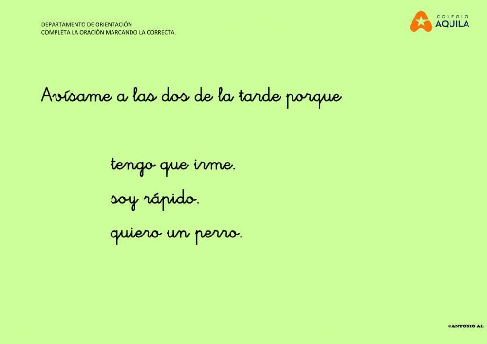 Completa las oraciones