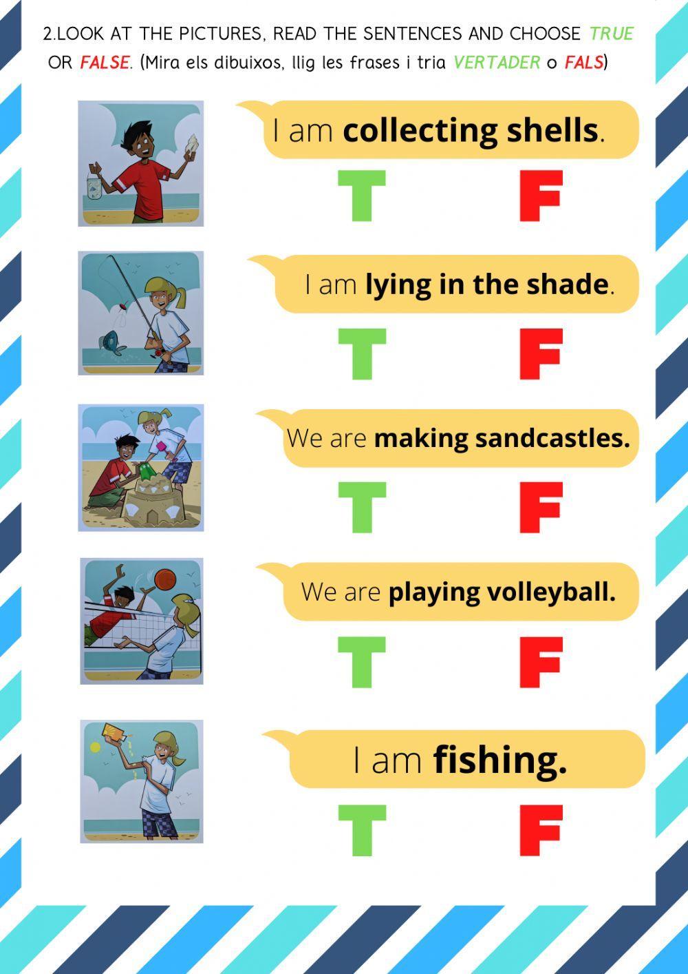 Grammar practice: at the beach