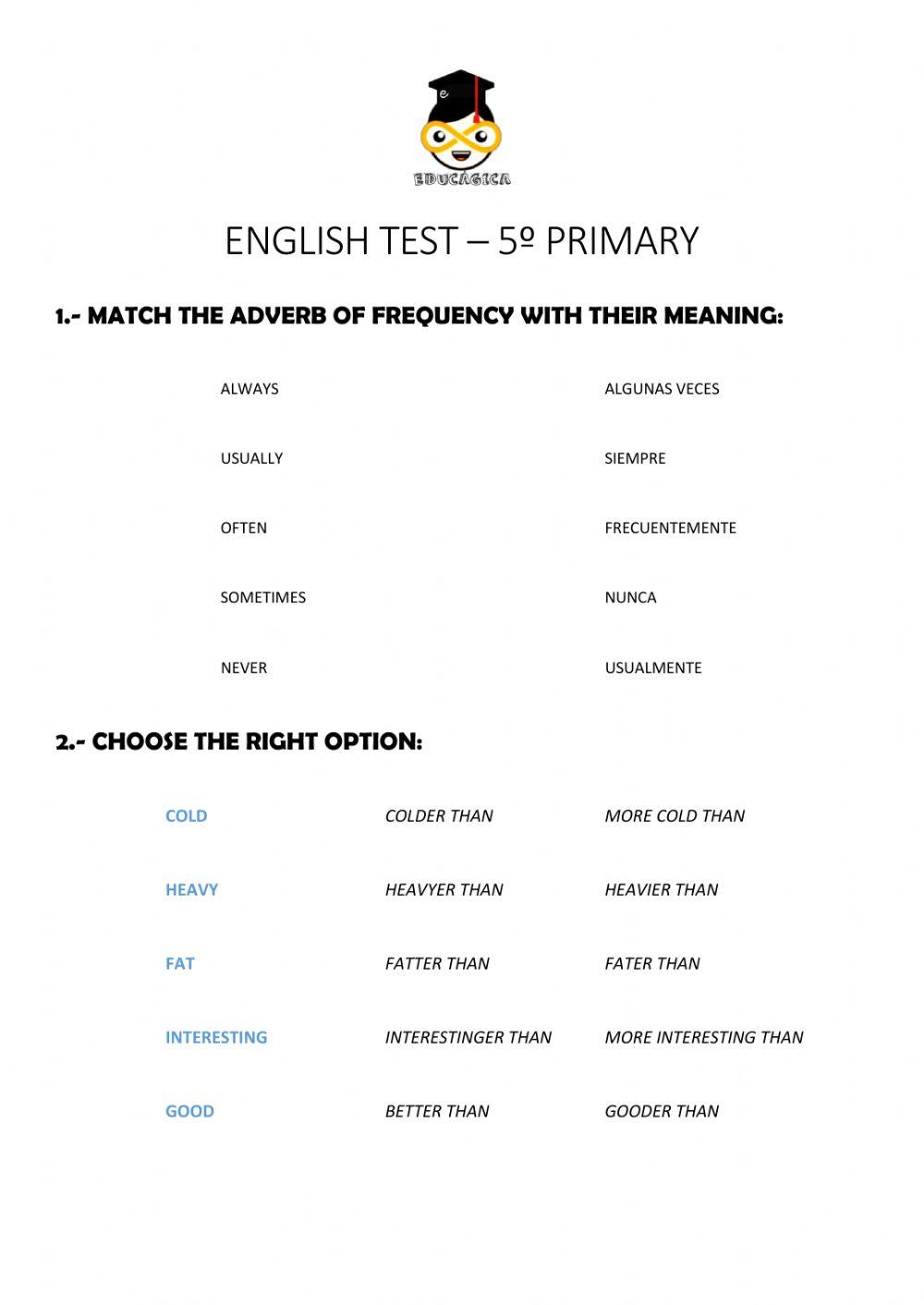 English Test - 3er Trimestre