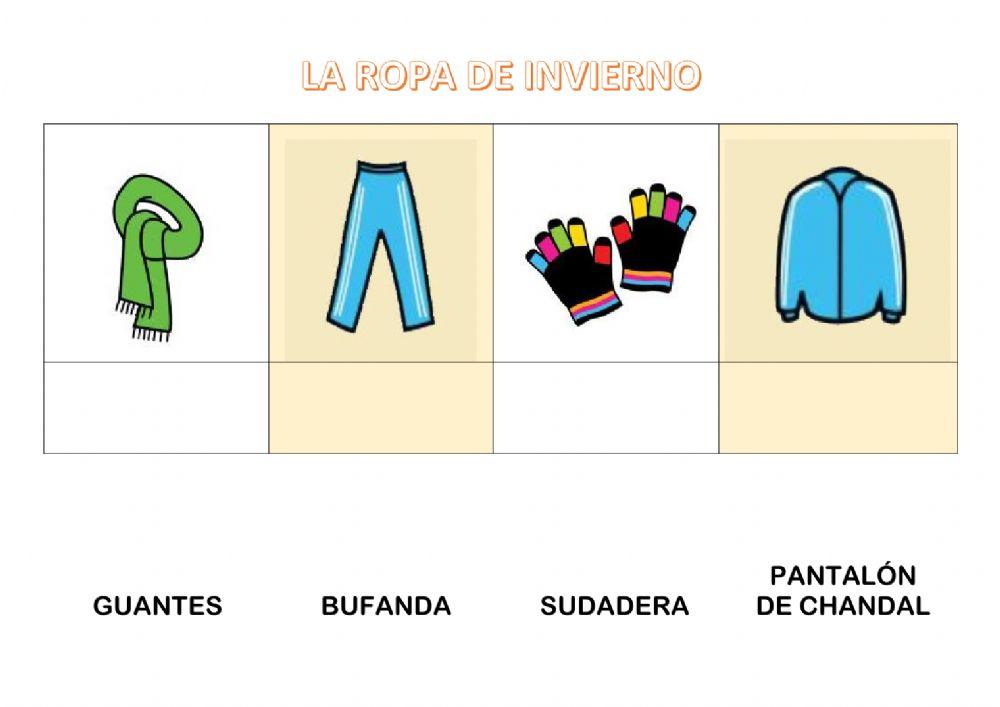 Vocabulario ropa sin apoyo