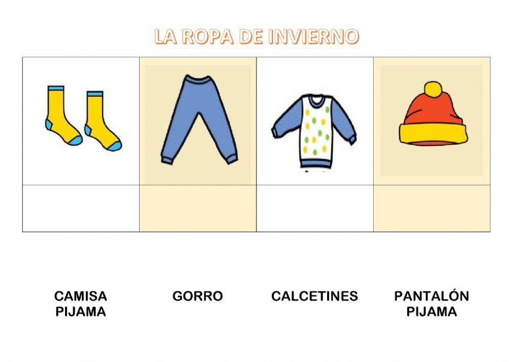 Vocabulario ropa sin apoyo