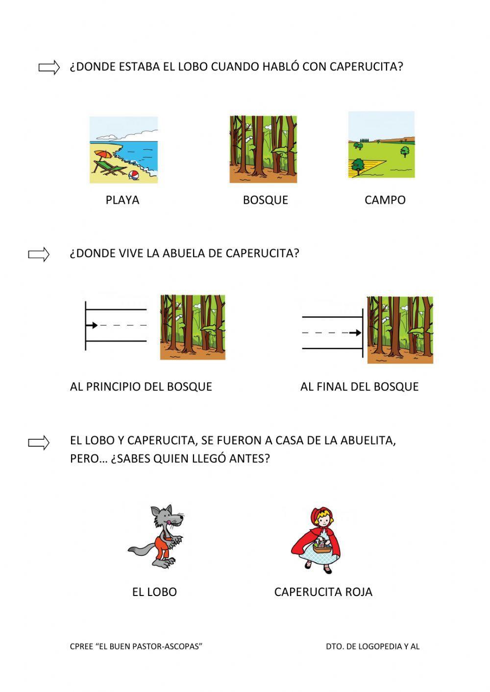 COMPRENSIÓN DEL CUENTO -CAPERUCITA ROJA-