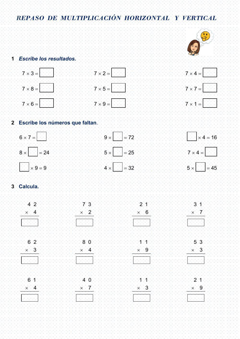 Multiplicación en vertical y horizontal