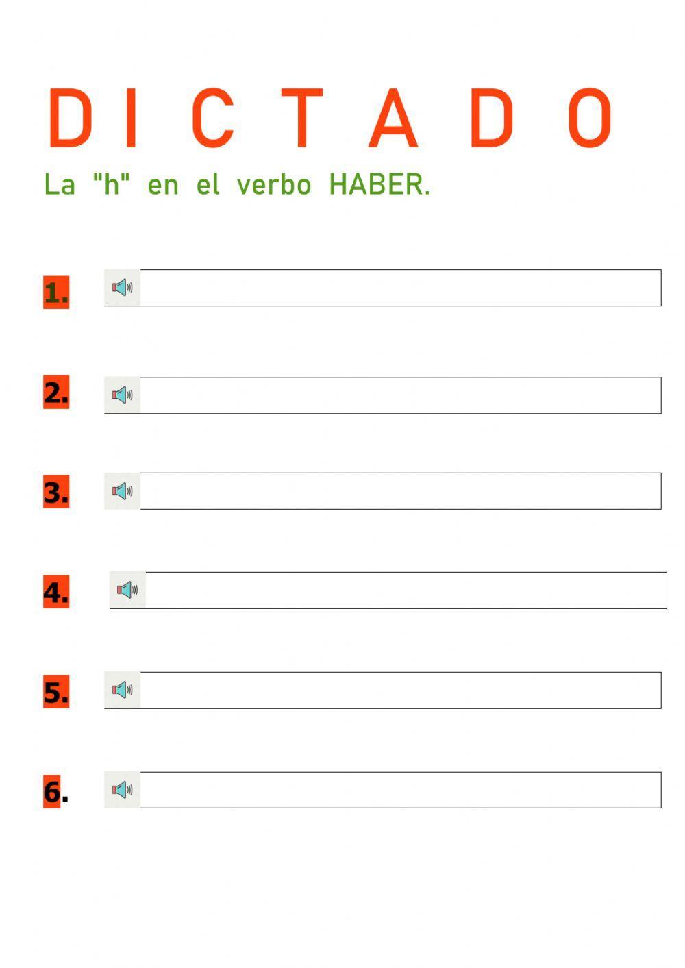 Dictado: La h en el verbo haber.