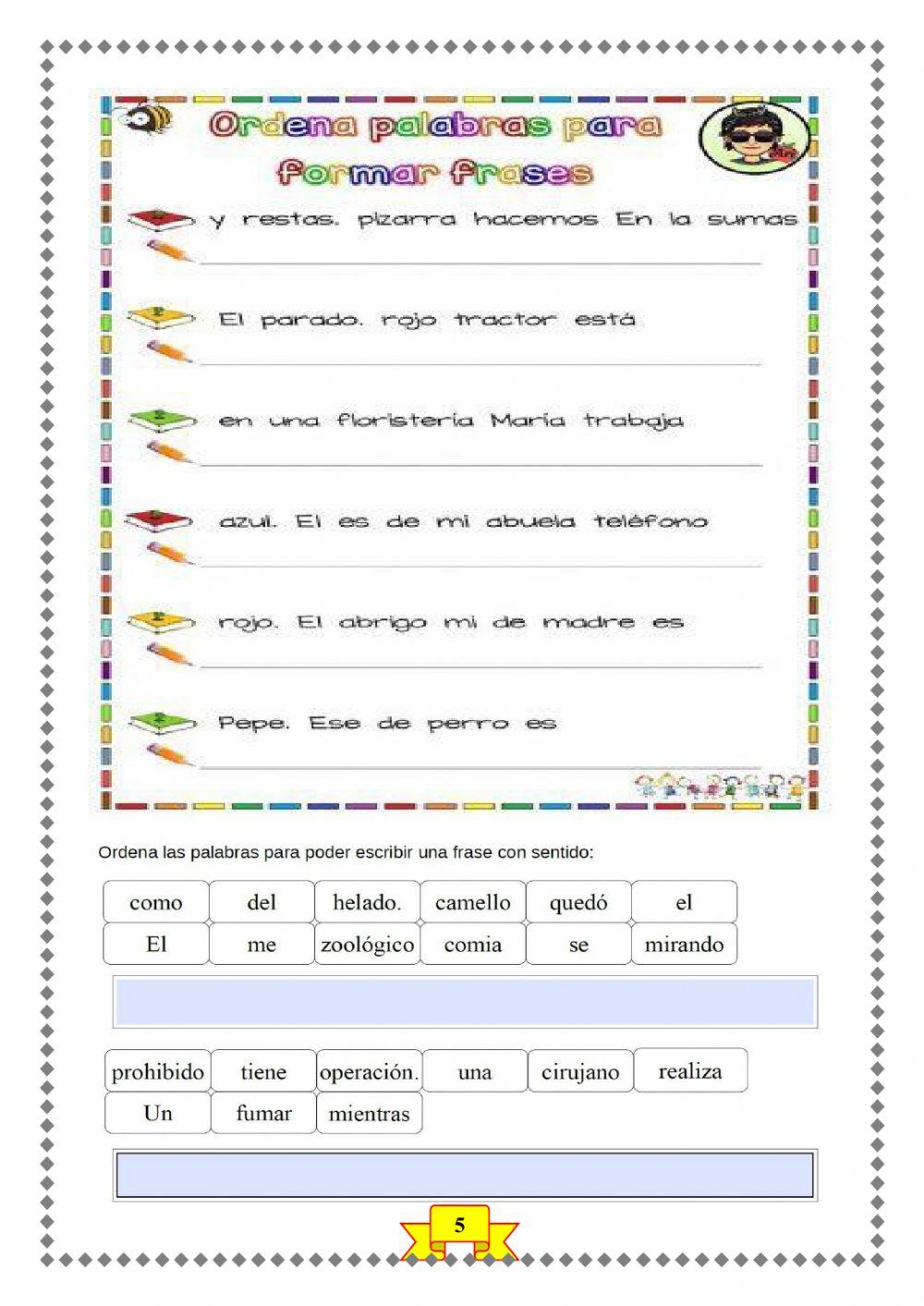 Ficha 5 - ordenar palabras