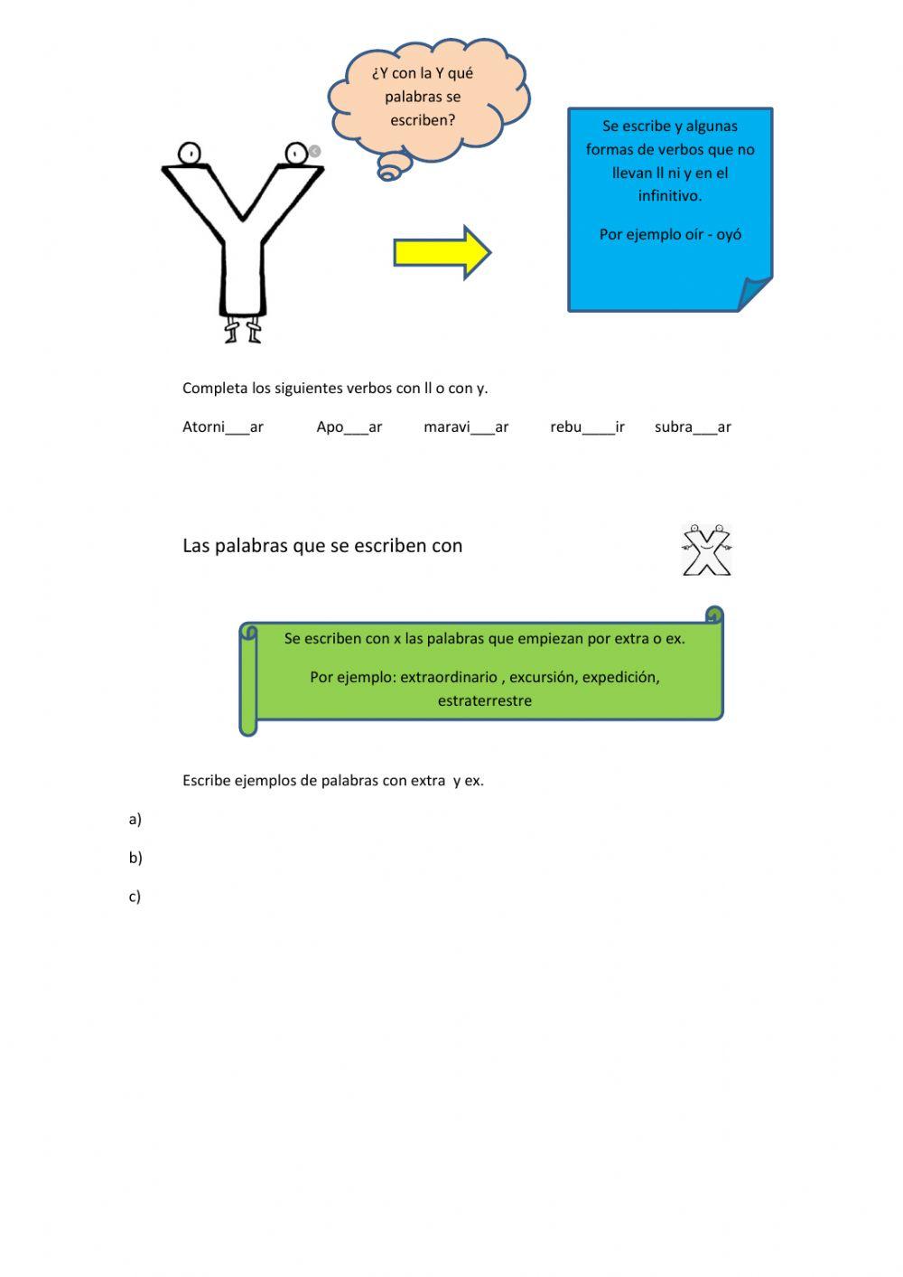 Palabras con LL, Y  , X