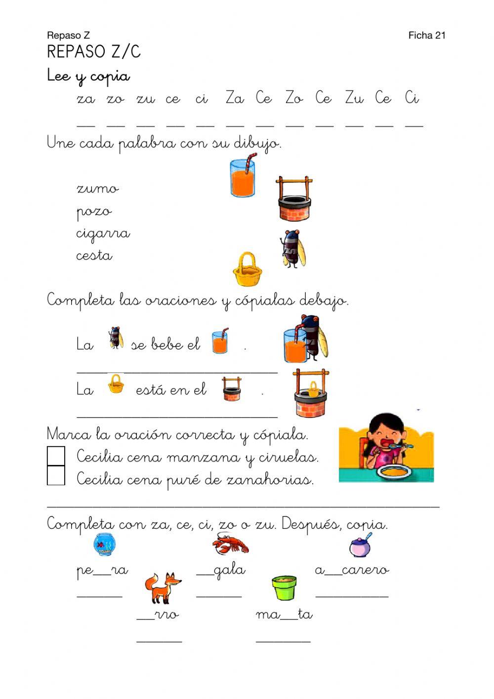Lectoescritura-Ficha 21-Repaso Z-C
