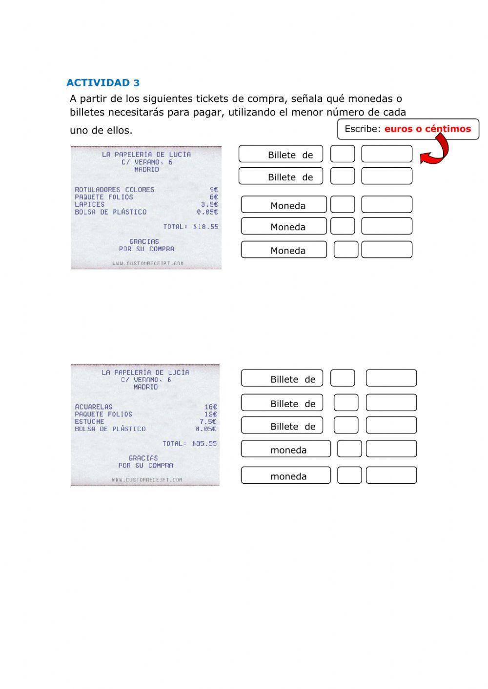 Estándar 354-Resuelve problemas con euros y céntimos de euro