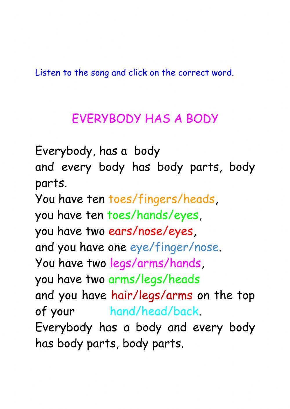 Body parts 1 Body parts 1