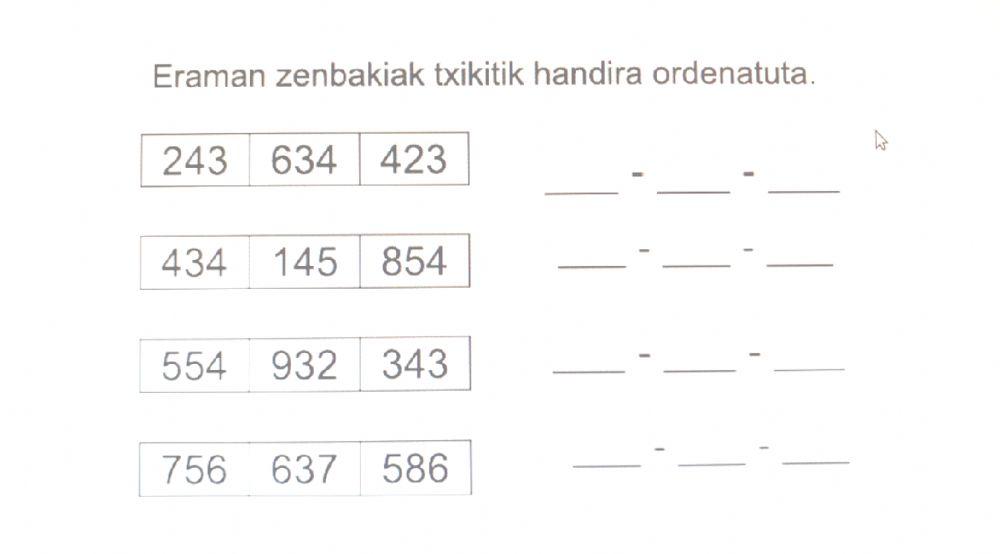 Ordenatu txikitik haundienera