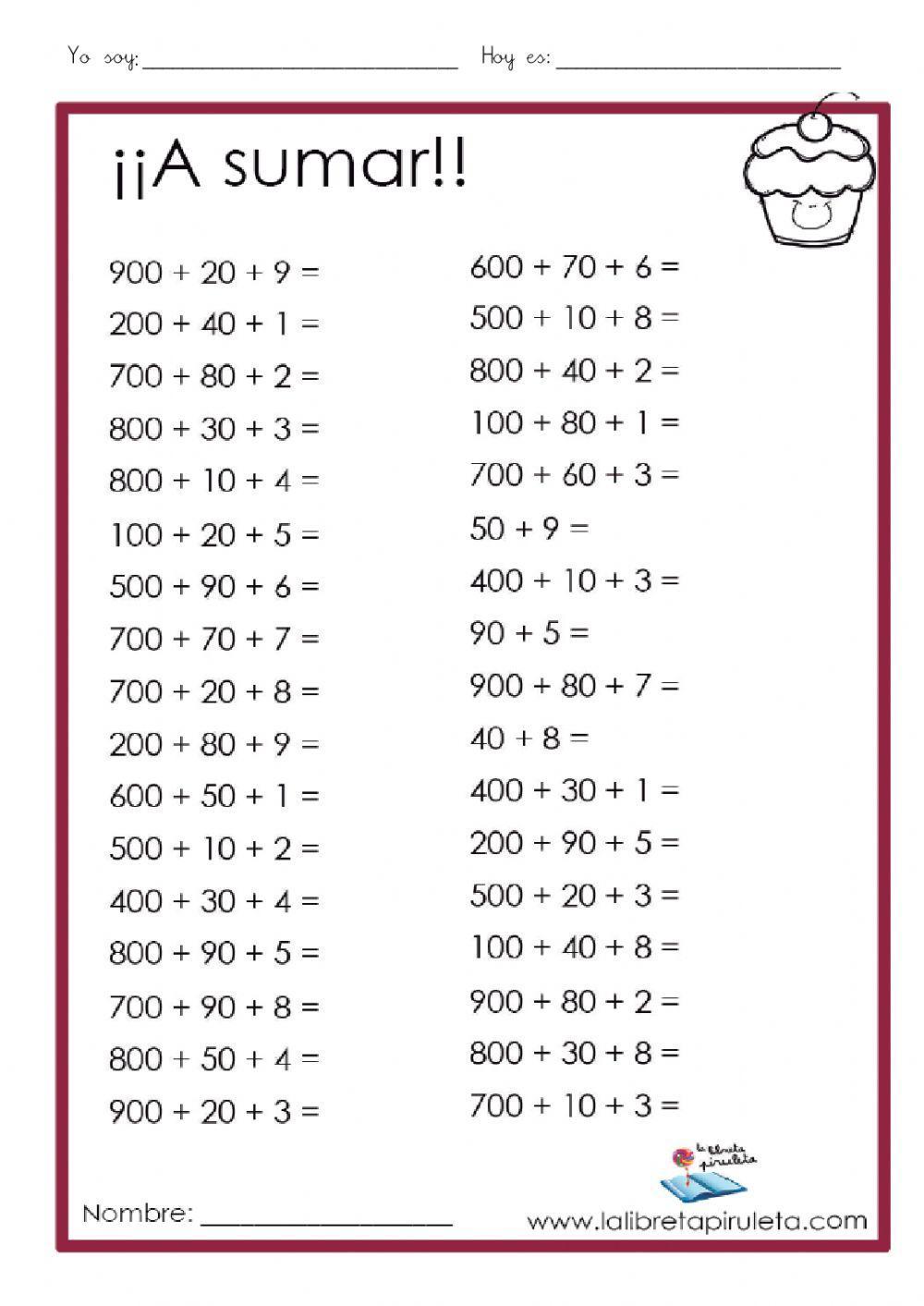 OAOA Sumas con centenas y decenas exactas. Composición de números