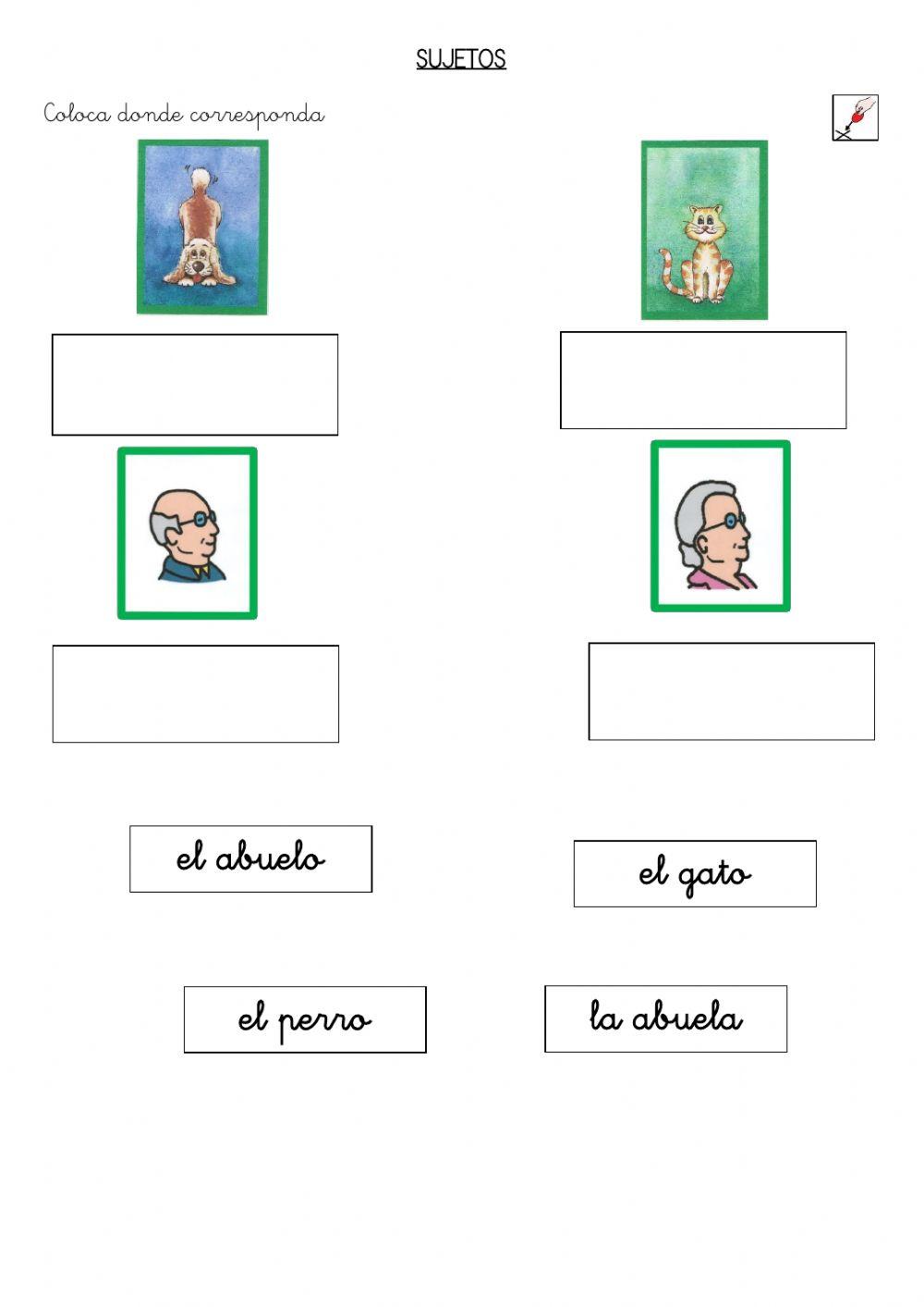Asociar cada palabra a su imagen. Sujetos