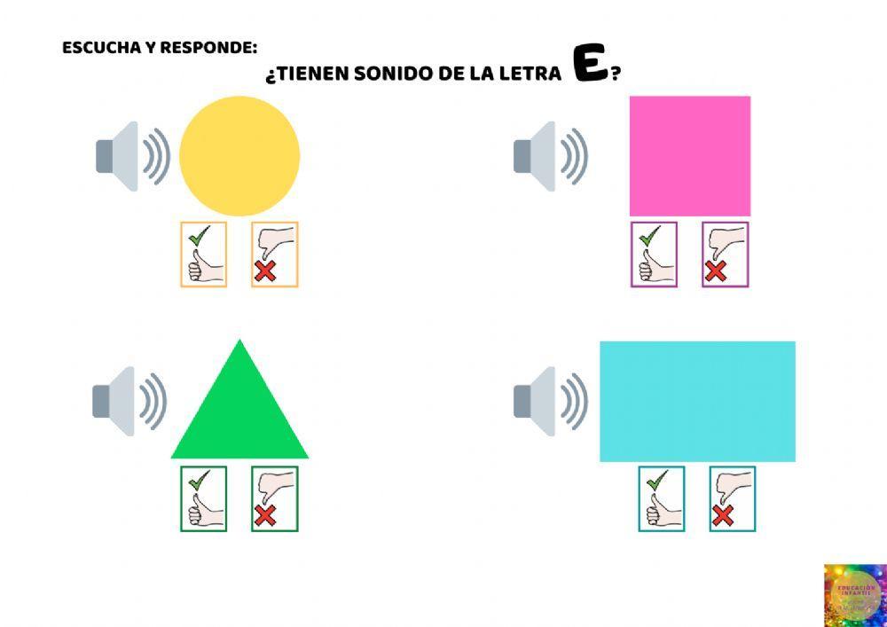 Escucha y responde: sonido letra E