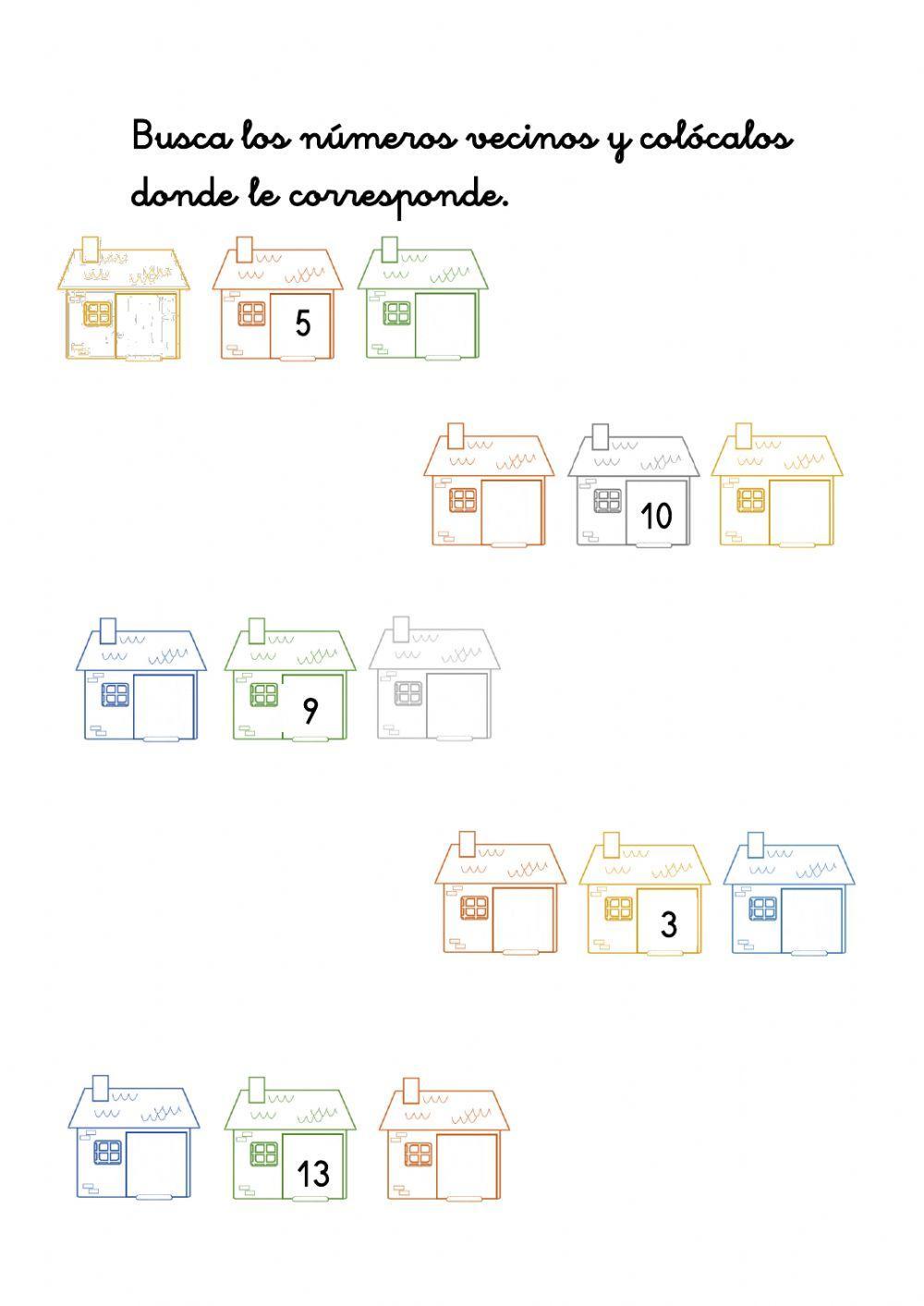 Números vecinos del 1- 15