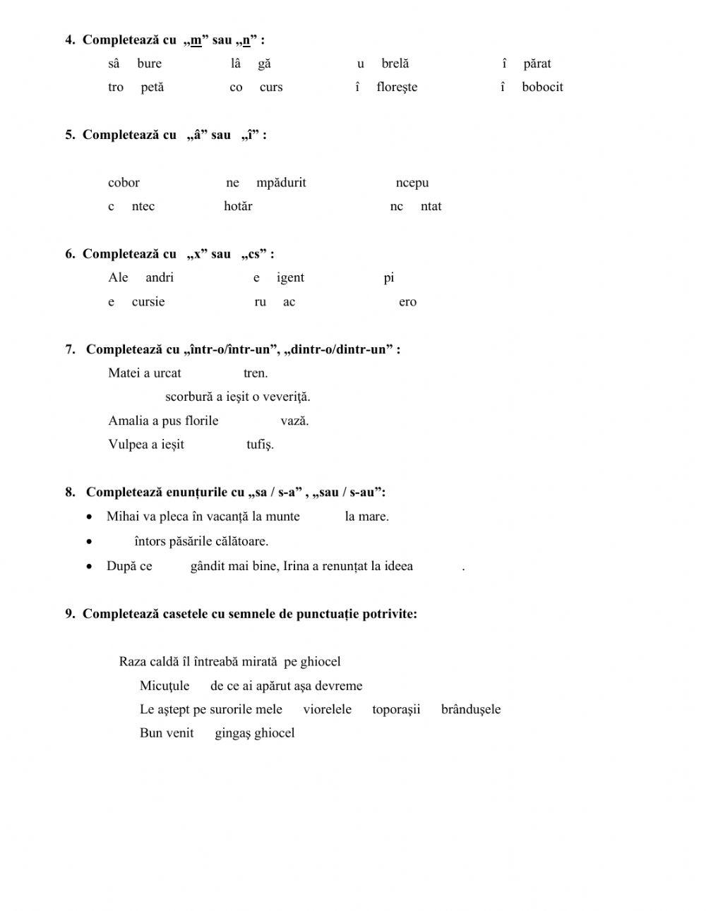 Evaluare finala-CLR worksheet | Live Worksheets