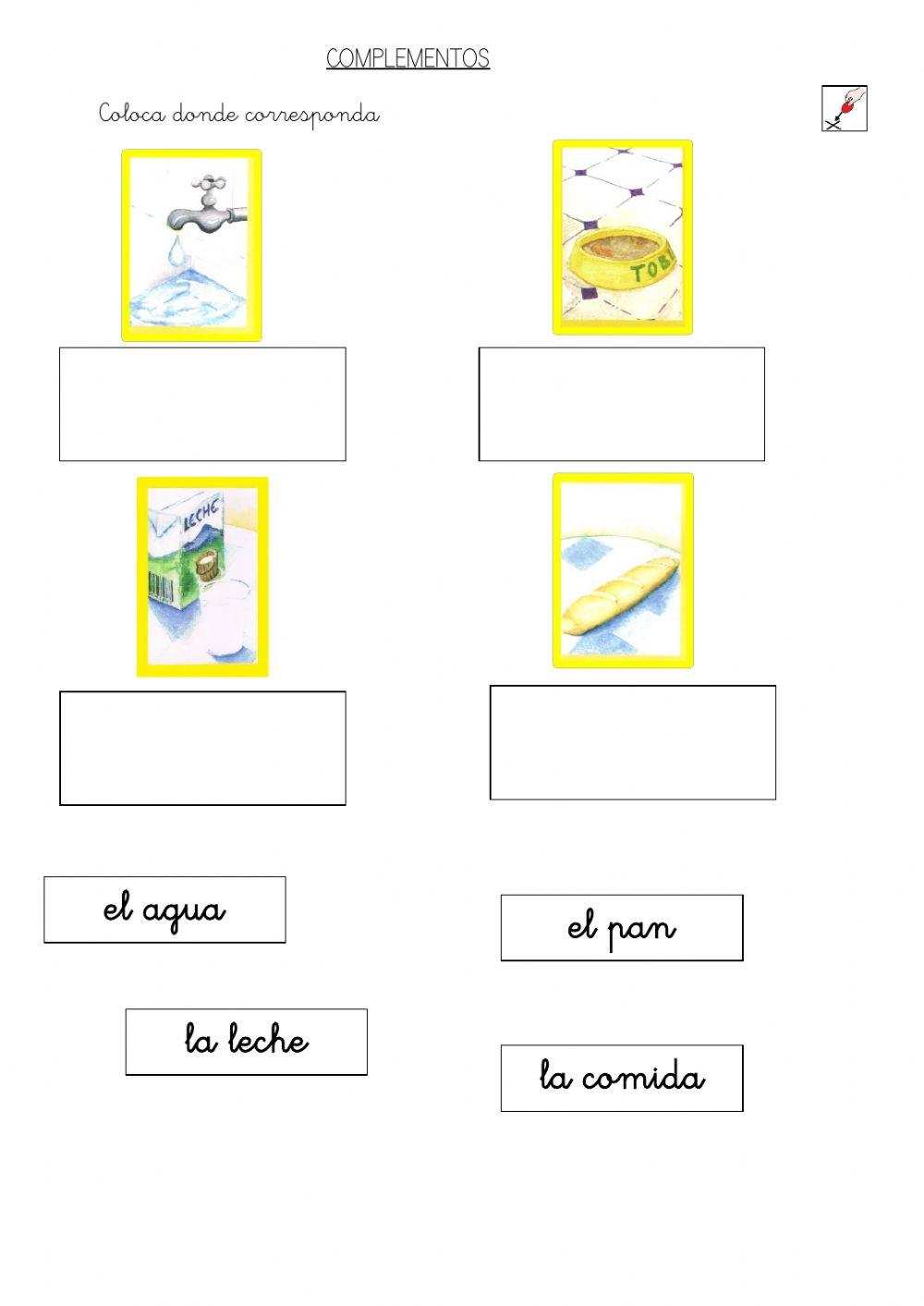 Asociar palabra a imagen. Complementos