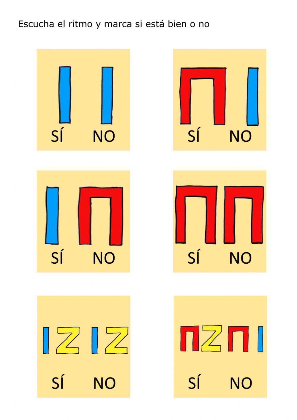 Escuchar ritmos y marcar si es correcto