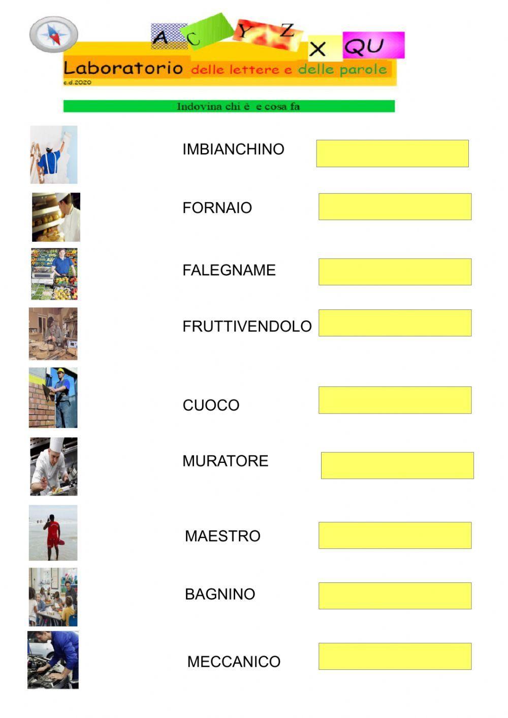 Le parole dei lavori