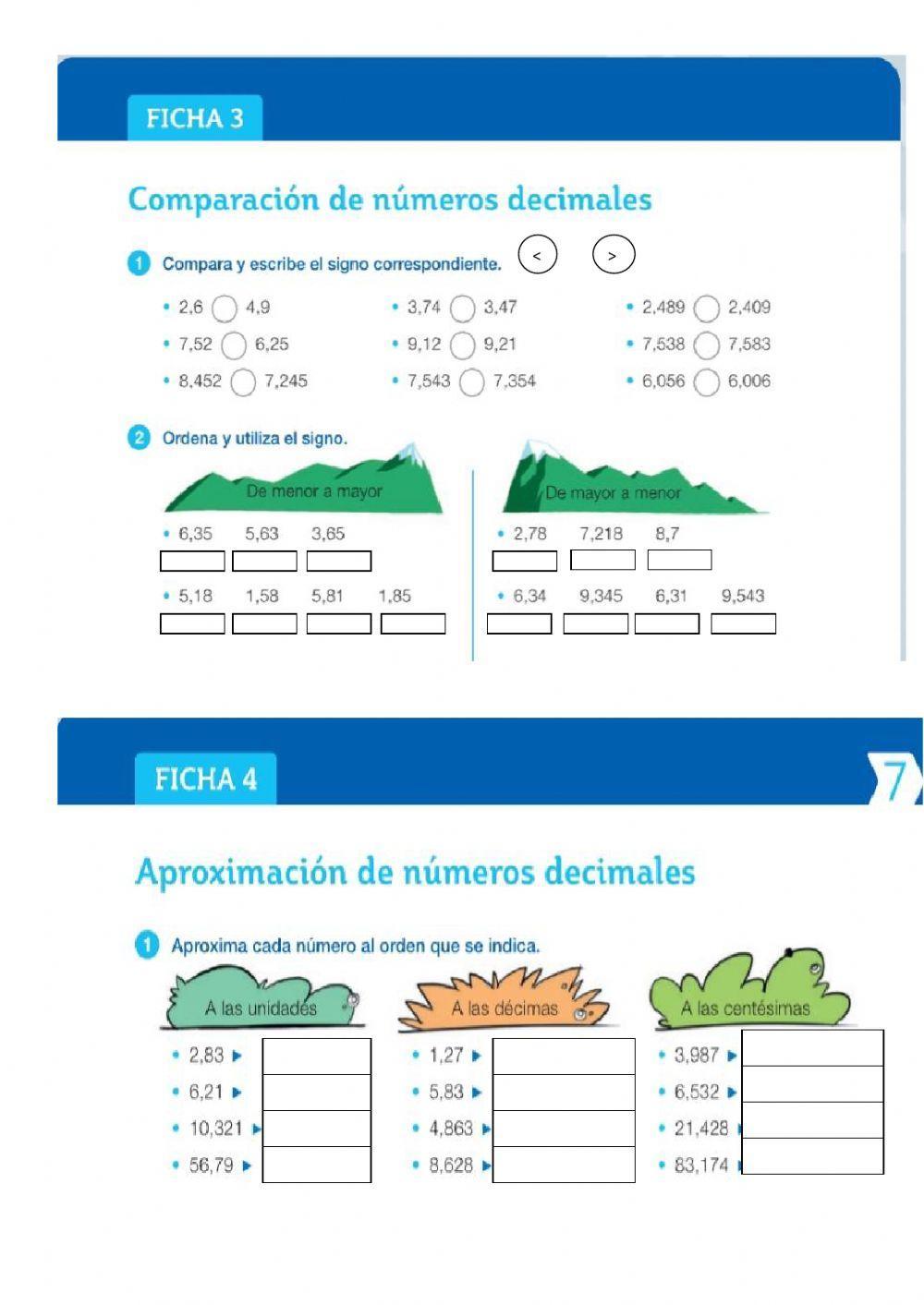 Comparación y aproximación con decimales