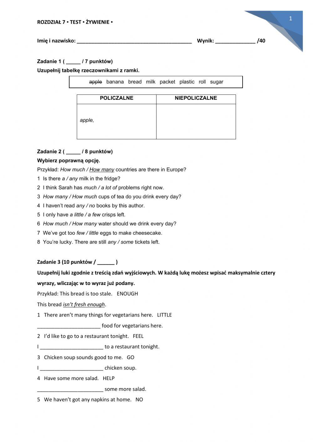 Repetytorium pe free interactive worksheets 5784345