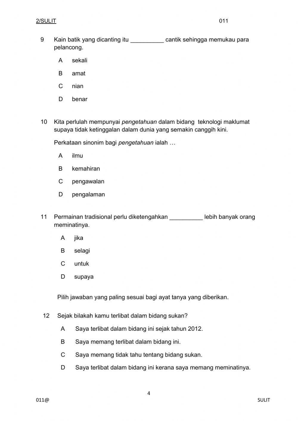 UPSR BM Pemahaman Bahagian A