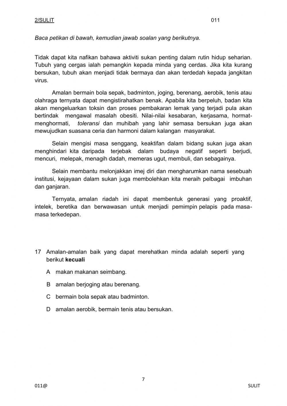 UPSR BM Pemahaman Bahagian A