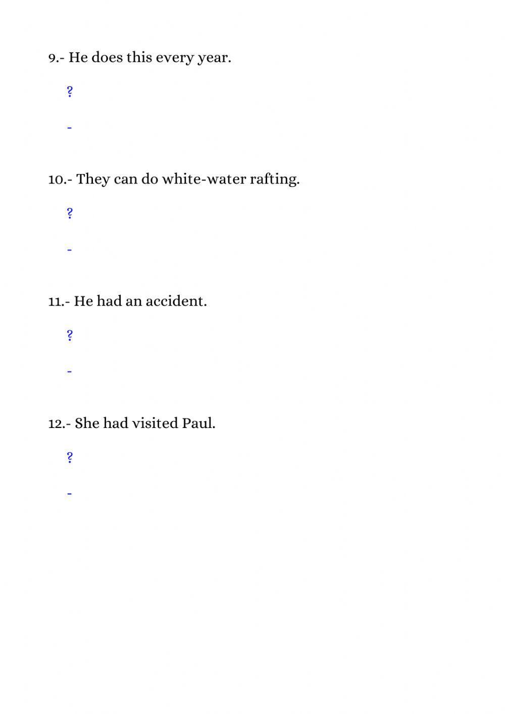 Year 10 summer review work - part 2 - yes-no questions and negatives