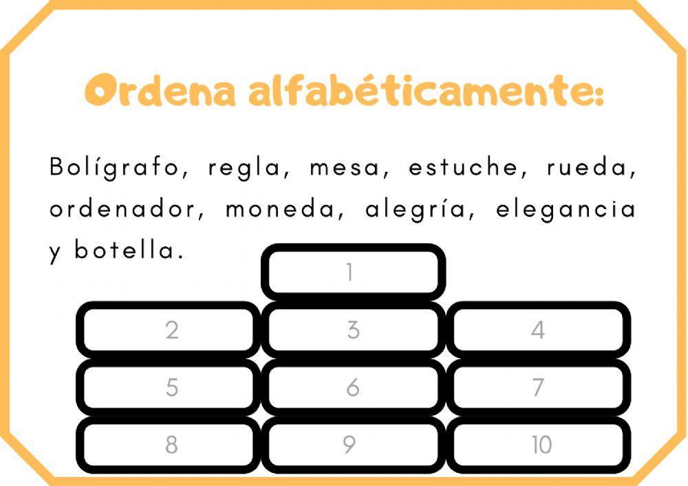 Ordena alfabéticamente