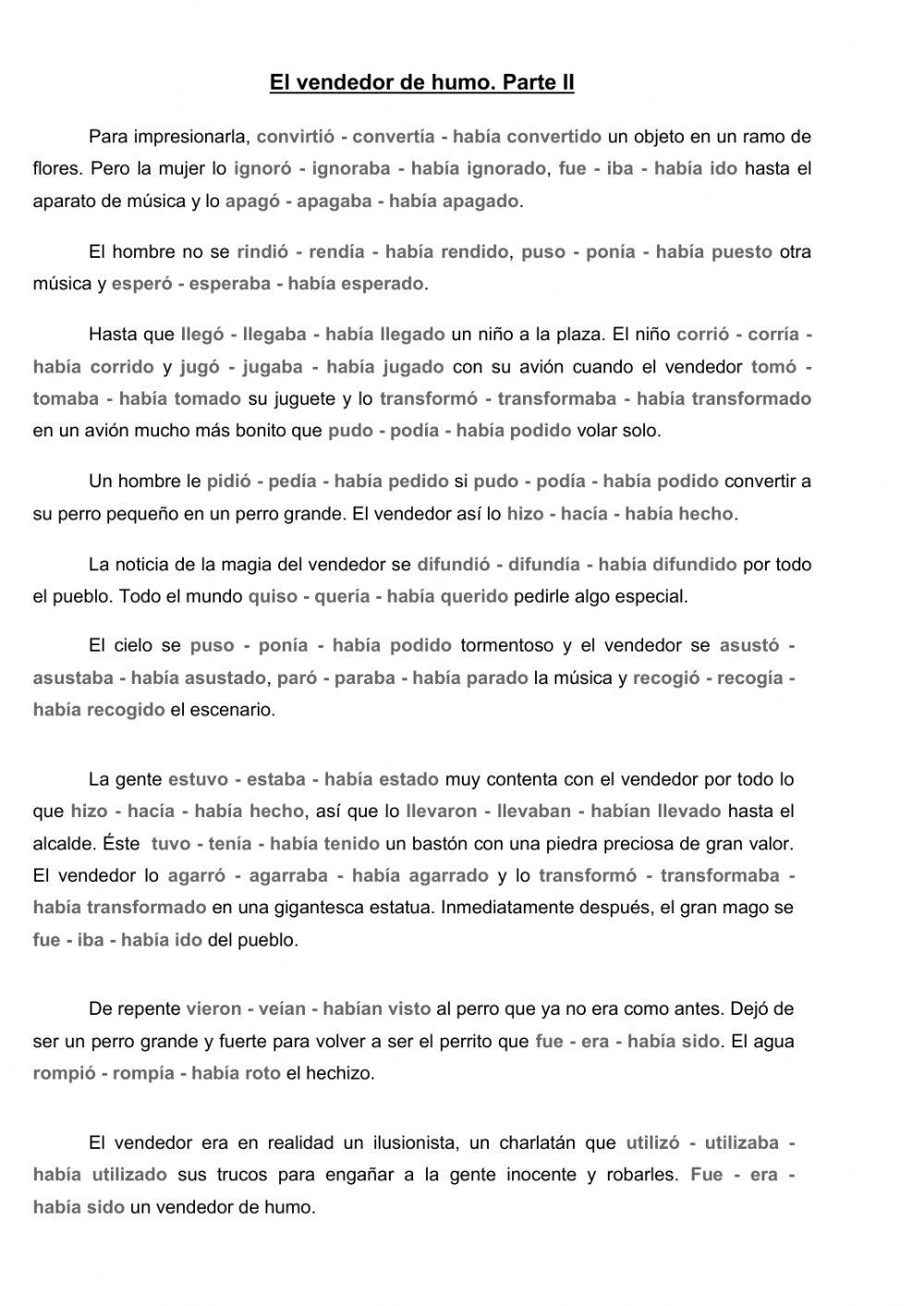 Verbos en pretéritos