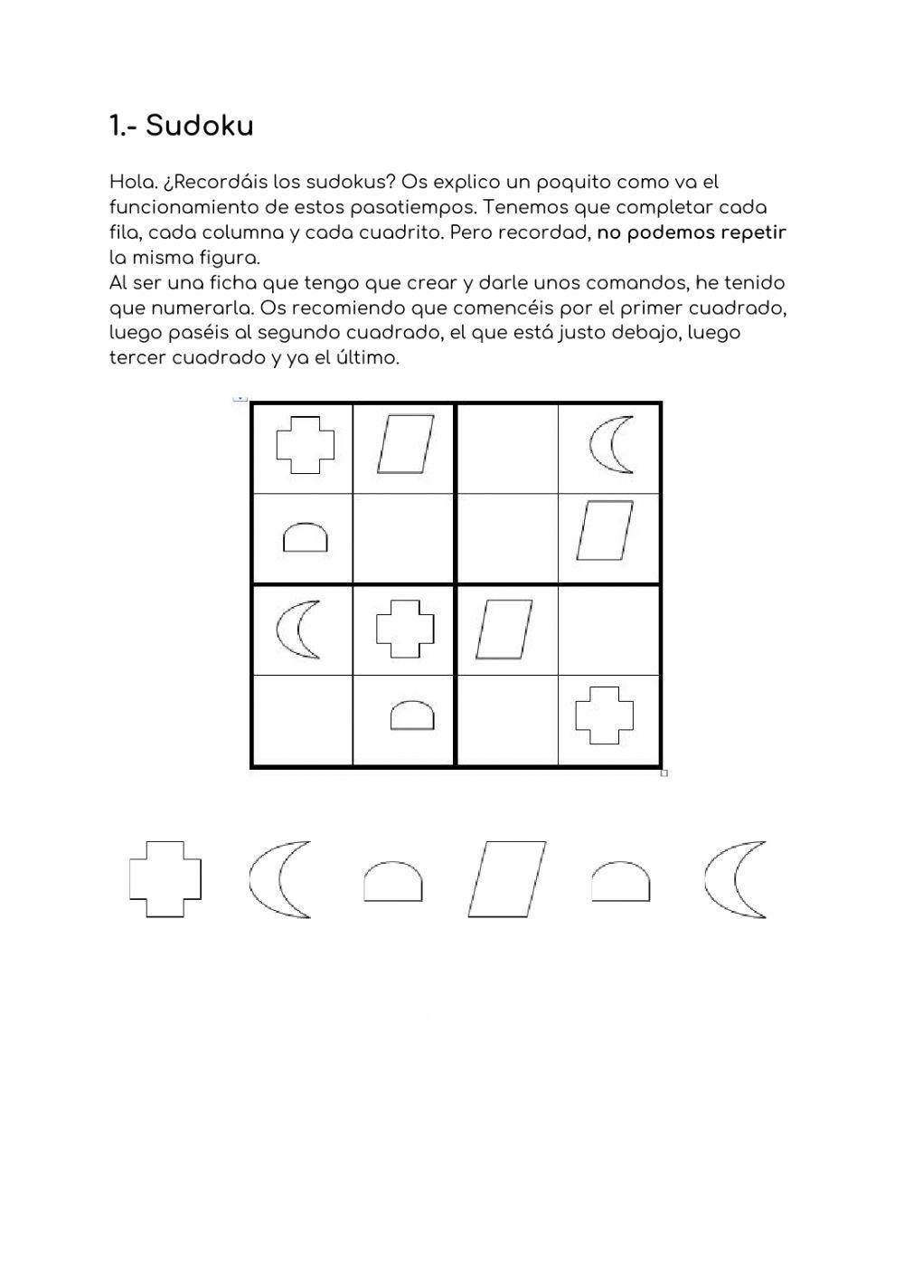 Sudokus enigmas y percepción worksheet Live Worksheets
