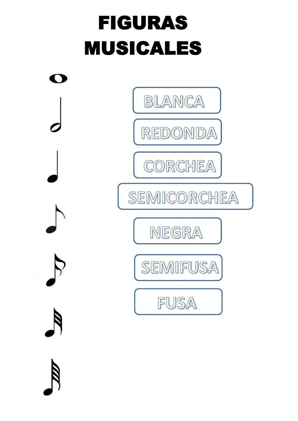 Une con flechas figuras musicales