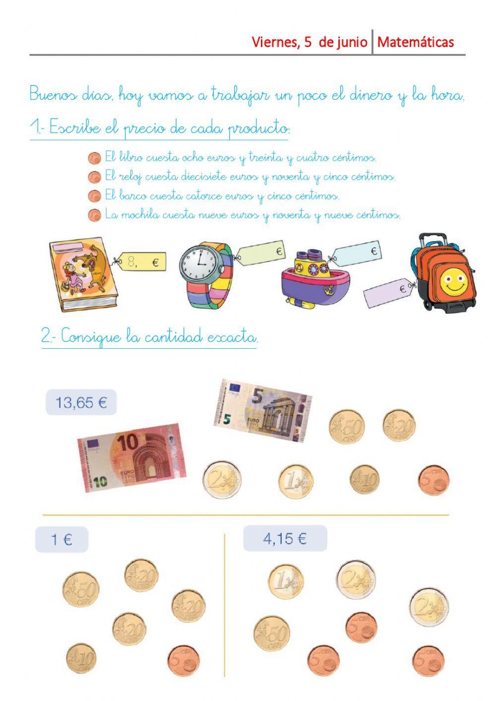 Repaso de la hora del uso del dinero