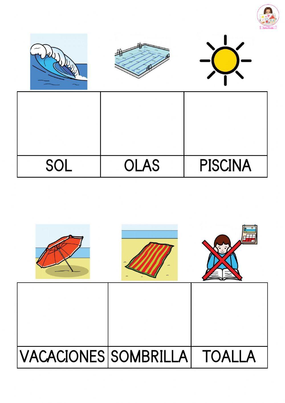 Coloca cada pictograma en su lugar