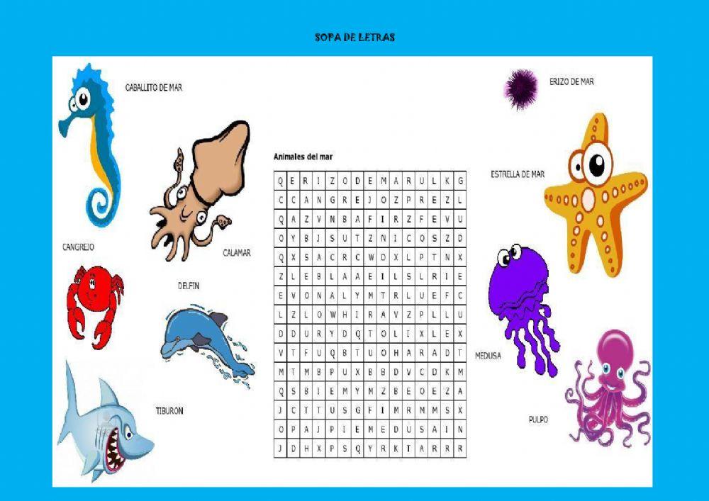 Sopa de letras marina