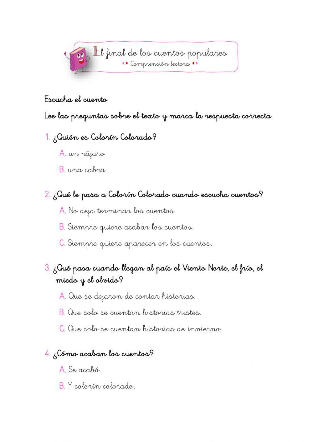 Comprensión lectora - El final de los cuentos populares