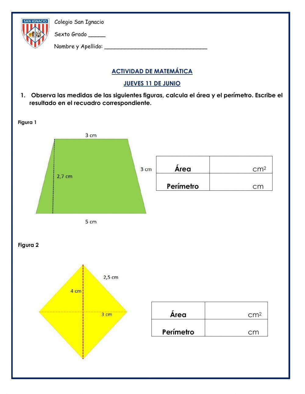 Área y perímetro de polígonos