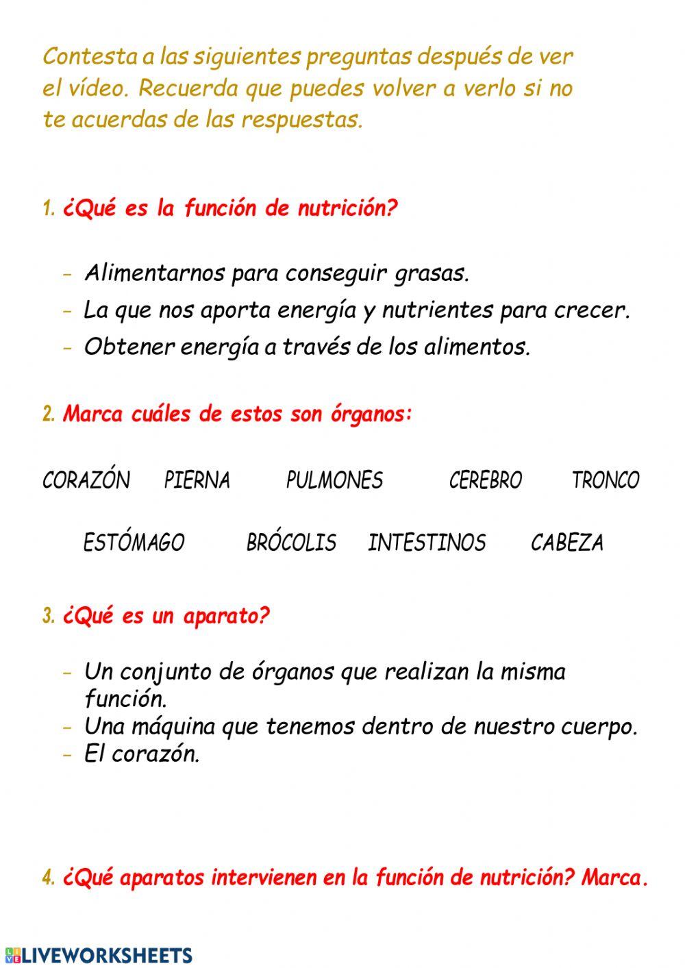 Función de nutrición