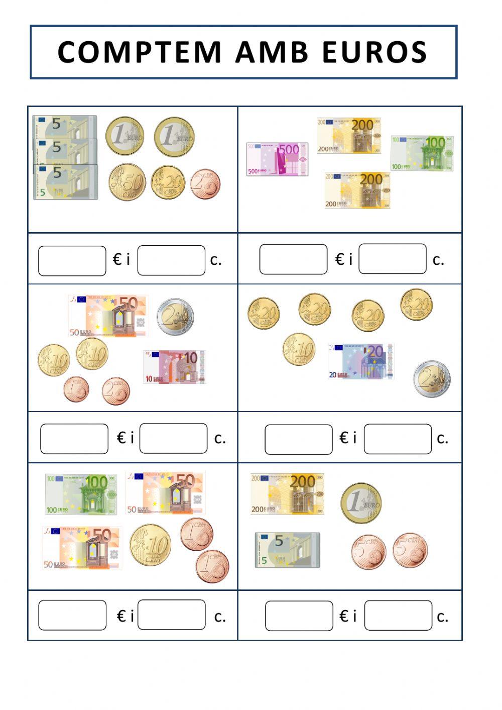 Comptem amb eur… | Free Interactive Worksheets | 253009