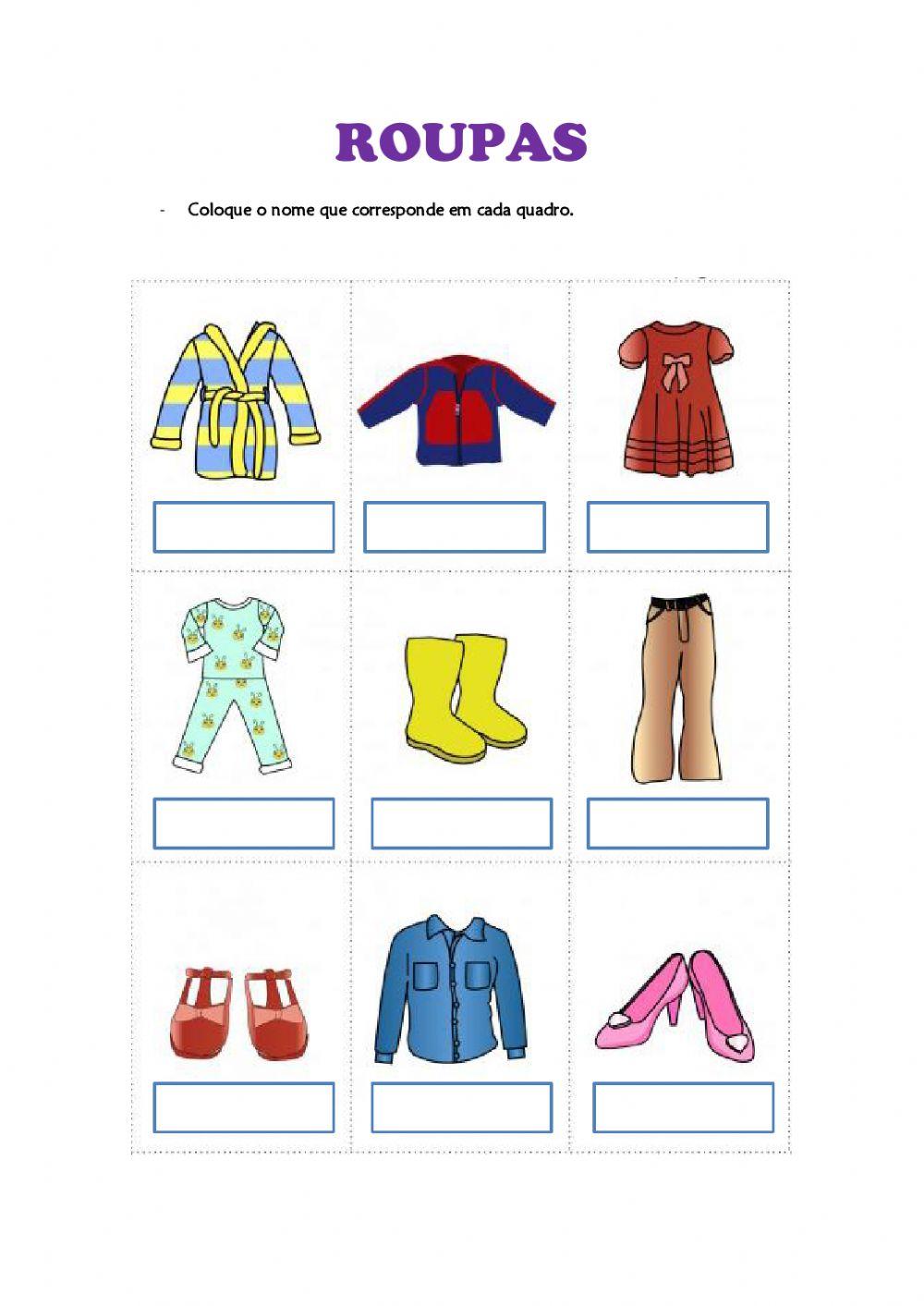 As roupas em português